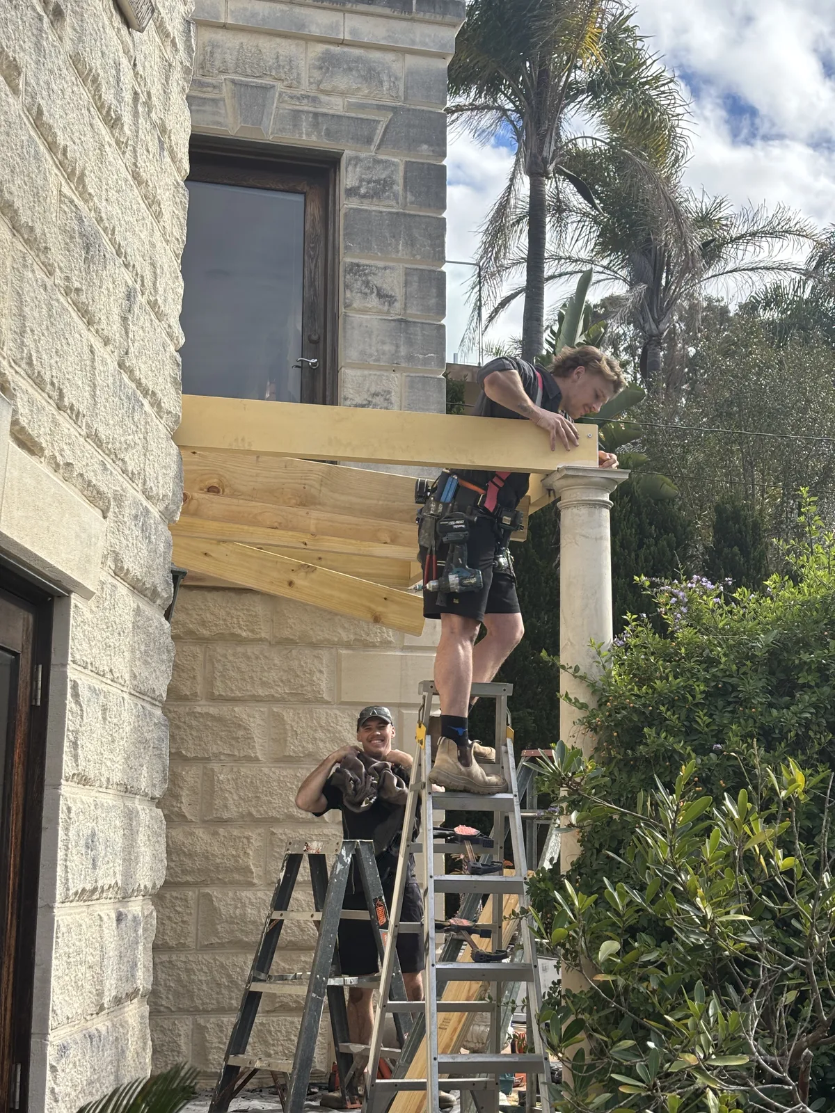 Building a timber balcony on a sandstone home