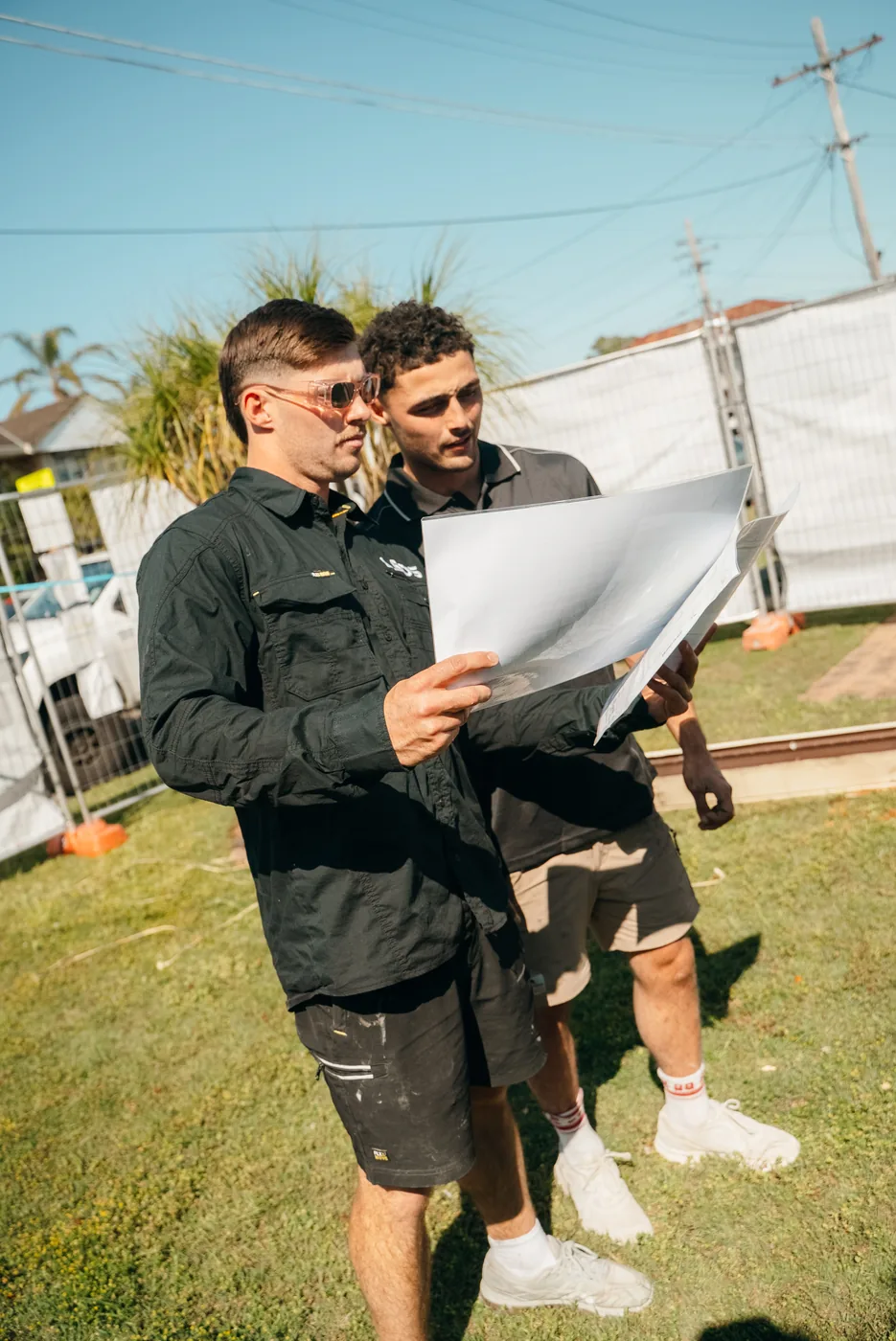 Reviewing plans on site