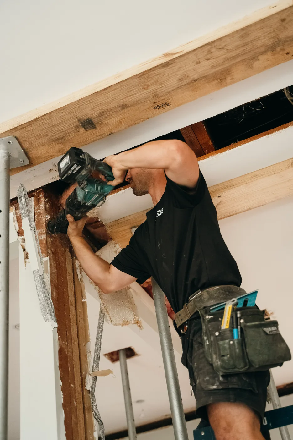 Cutting into a wall frame