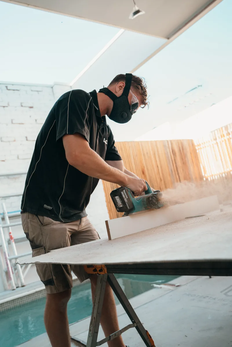 Cutting a benchtop panel on site